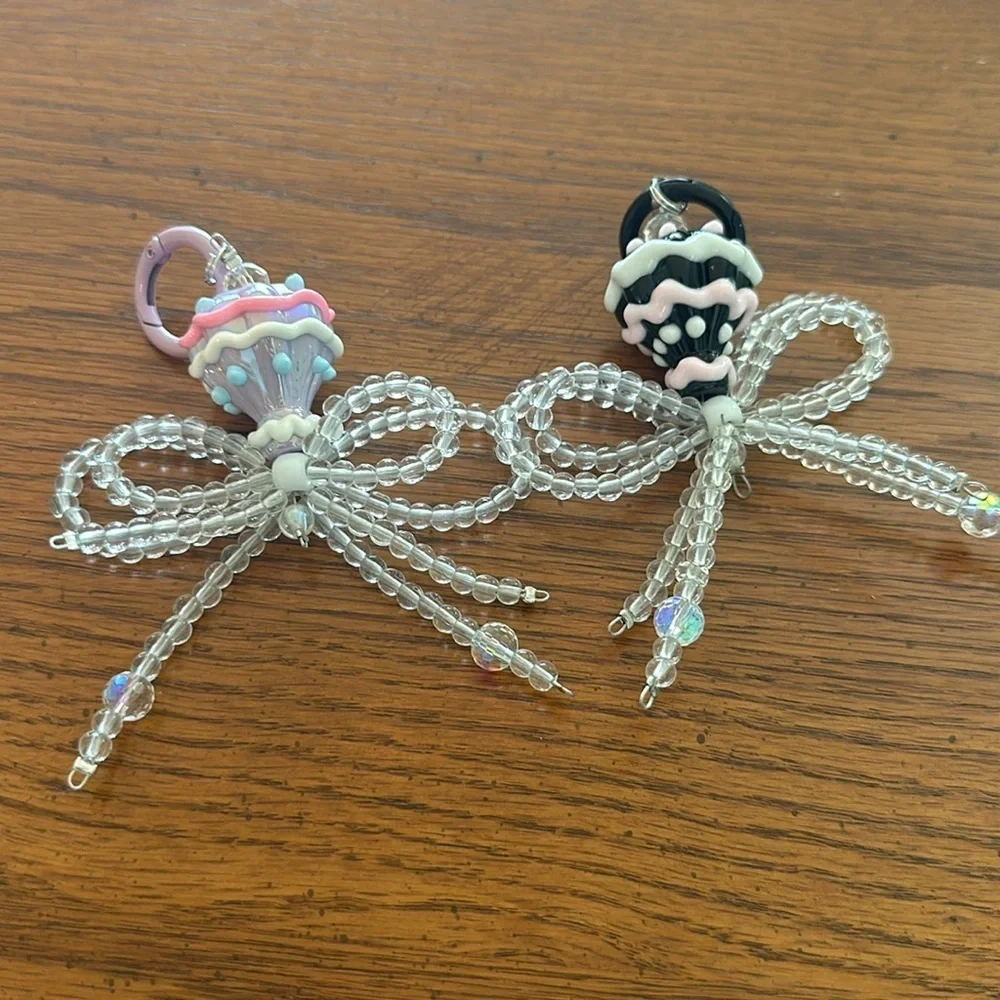 Beaded charm keychain